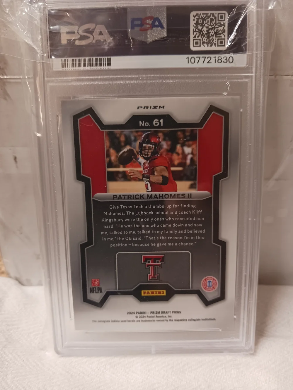 Patrick Mahomes II 2024 Prizm Draft Picks Red Ice Football Card PSA 9 - Picture 4 of 4